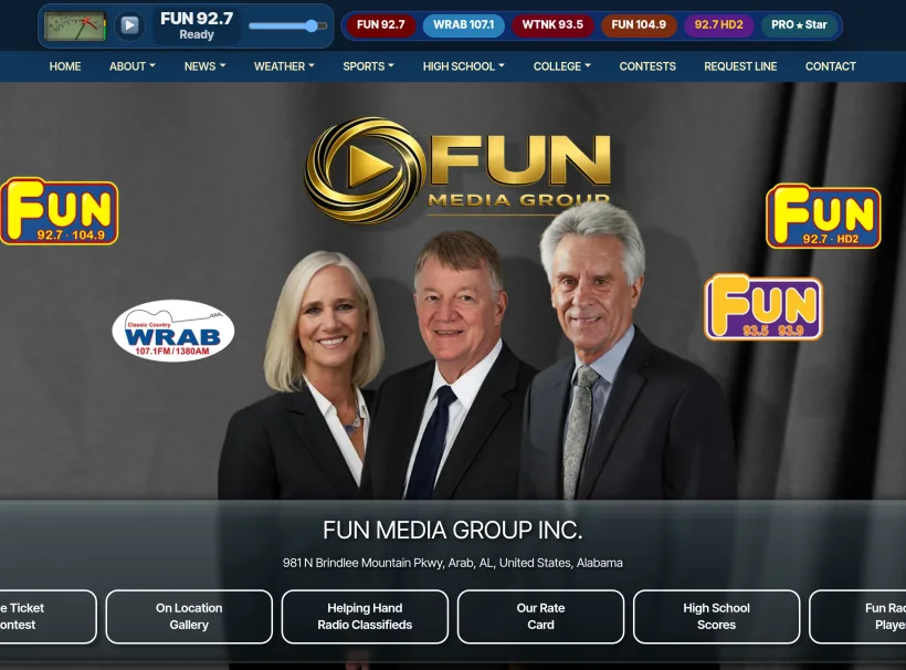 Fun Media Group Radio Stations for Alabama and Tennessee website